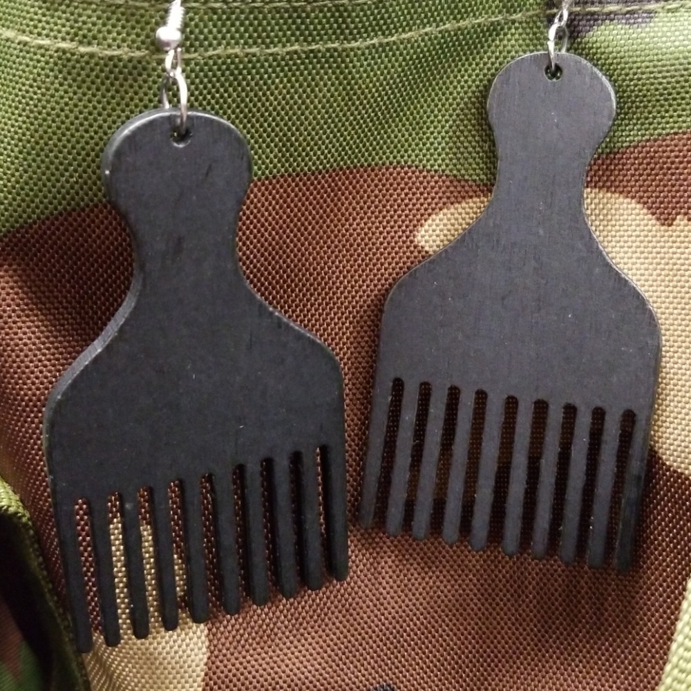 Black Hair pick Earrings